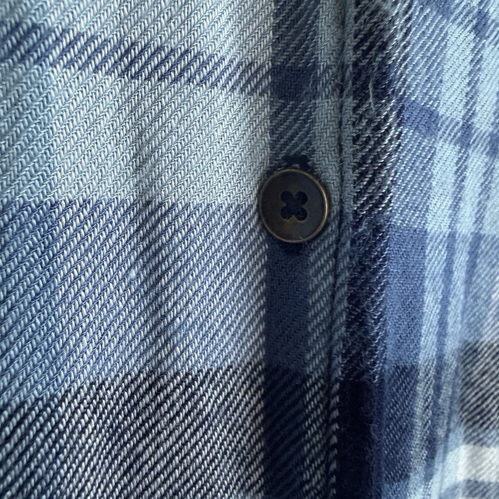 Knox Rose Flannel Top Blouse Womens Large Blue Plaid Tie Front Comfy Cozy‎ - Picture 6 of 8